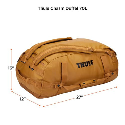Thule Chasm Duffel bag, Weather-resistant materials, Easy packing, Converts to backpack, Internal pockets, Travel-ready - color: GOLDEN BROWN, size: 70L