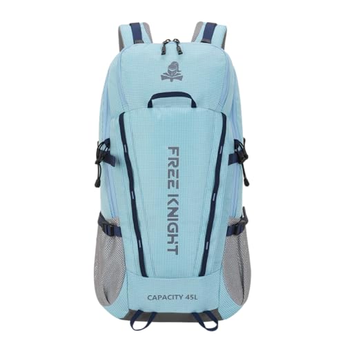 Bseash 45L Waterproof Hiking Camping Backpack with Rain Cover, Outdoor Sport Travel Bag Daypack for Climbing Skiing Cycling (Blue) - color: Blue