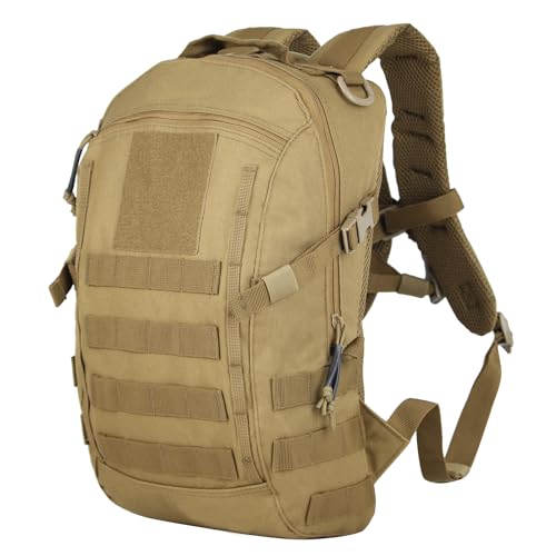 Small Tactical Backpack 12L Molle Bag Rucksack Army Daypack Military Daypack for Outdoor,Hiking (Tan) - color: Tan