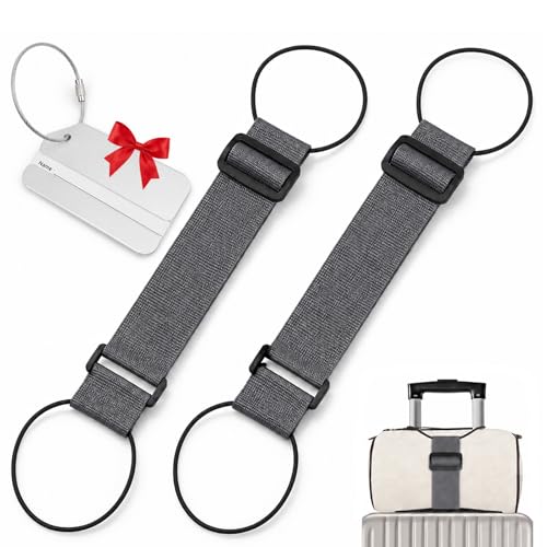 Adjustable Luggage Strap Bungee for Suitcase Handle, Elastic Luggage Connector Straps for Suitcases, Extra Bag Travel Belt for Carry On, Backpack, Duffel, Trolley Accessories (Grey) - color: Grey