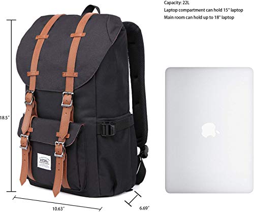 KAUKKO Laptop Outdoor Backpack Traveling Daypack Hiking Rucksack Large Capacity Bag Fits 15.6"(0-Black(2PC)) - color: 0-black(2pc)