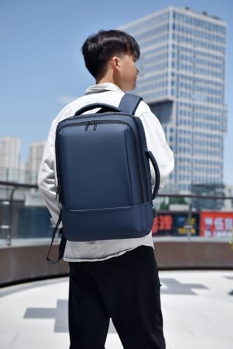 17/15.6" Business laptop backpack, PU Travel backpack,carry on backpack, Expandable laptop backpack Women Men,college backpack (02#updated, Blue) - color: 02#blue, style: 02#updated