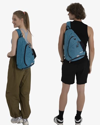 WATERFLY Sling Bag Sling Backpack Small Crossbody Shoulder Bag for Men Women Traveling Cycling Hiking Daypack - color: Teal Blue
