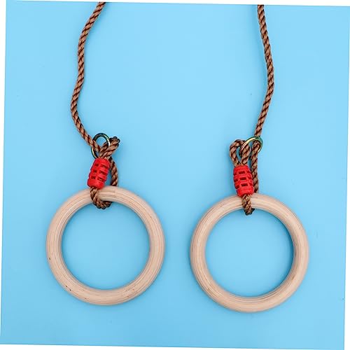 VANZACK 1pair Wooden Gymnastic Fitness Rings Boys and Girls Adults Exercise Equipment Pp Rope Indoor Pull-up Push-up Dip Training Ring