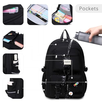 abshoo School Backpack for Girls Teen Elementary Middle High School Bookbag - color: Black