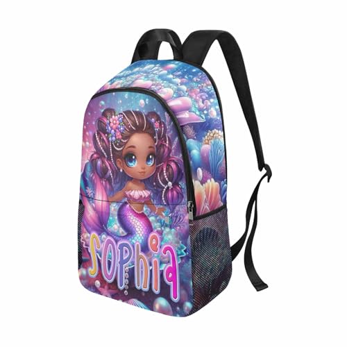 M YESCUSTOM Personalized Backpacks For Girls With Mermaid Princess, Back to School Custom Backpack For Kids, Customized Name Backpacks, Custom Print Bookbag Set Gifts for Daughter Granddaughter - color: D10
