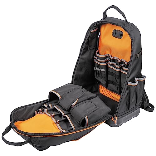 Klein Tools 62800BP Backpack Tool Bag, 40 Pockets, Black/Orange - style: Full-Size