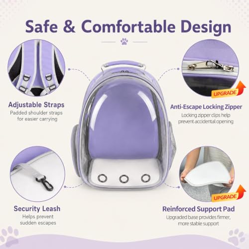 Expandable Cat Carrier Backpack with Bubble Window, Purple - color: Purple
