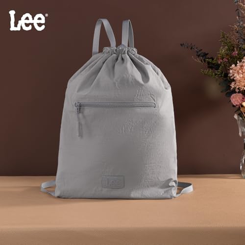 Lee Drawstring Backpack Bag Lightweight Small Gym Swim Beach Bag Water Resistant Sports Sackpack for Men Women, LEE48-002GY - color: Gray
