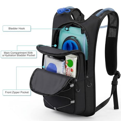MIYCOO Hydration Backpack - Lightweight Hiking Water Backpack with 2L Water Bladder, Running Hydration Vest Backpack for Men Women, Hydration Pack for Hiking, Cycling, Climbing - color: Dark Gray