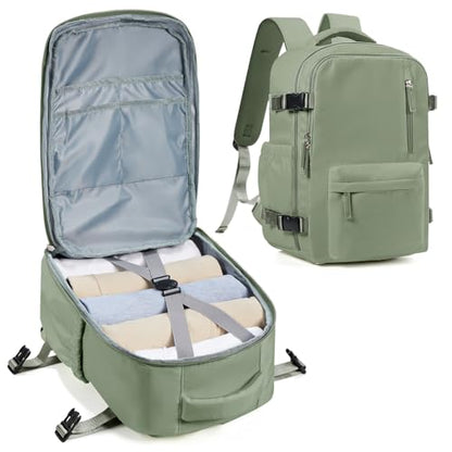 winspansy Travel Backpack for Women Men Essentials Carry on Luggage Flight Approved Personal Item Travel Bag Work Laptop Backpack Waterproof Weekender Bags for Women Mochila de Viaje Green - color: B6-green-no Vacuum Bag