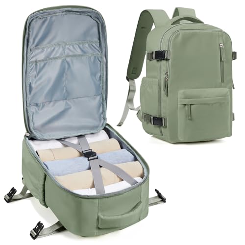 winspansy Travel Backpack for Women Men Essentials Carry on Luggage Flight Approved Personal Item Travel Bag Work Laptop Backpack Waterproof Weekender Bags for Women Mochila de Viaje Green - color: B6-green-no Vacuum Bag