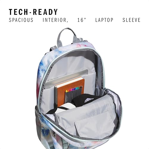 adidas Excel 7 School Backpack for Laptop, Gym and Travel, 34L, Tie Dye Wash Halo Mint Green/Grey/Pulse Magenta Pink/7, OSFA - color: Tie Dye Wash Halo Mint Green/Grey/Pulse Magenta Pink/7, size: One Size