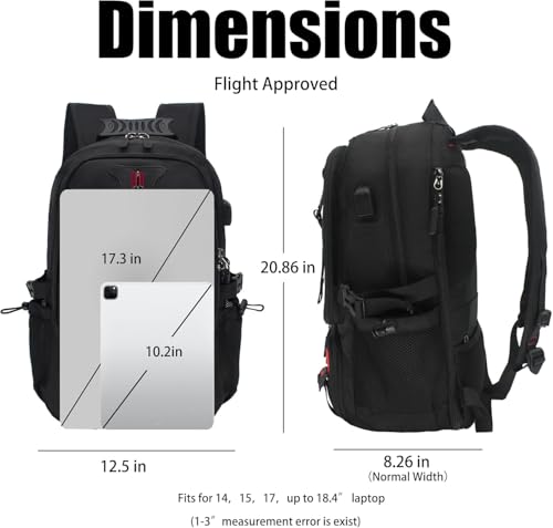 DUSLANG Travel laptop backpack, Extra Large 65L Traveling College Backpack,Large Capacity Backpack for Men Women,Fits 17 Inch Computer, USB Charging Port, Black - color: 65l Black With Shoes Storage Bag