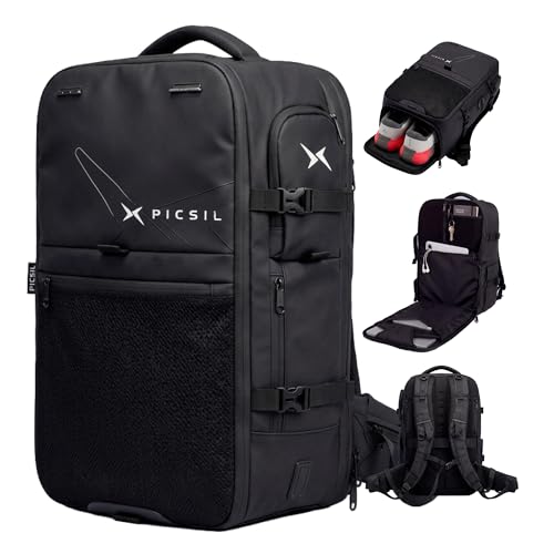PICSIL Horizon Travel Backpack – Expandable 26L-33L Carry-On with Waterproof Laptop Compartment for 15 & 15.6'', Shoe Storage, and Personal Item Bag - Moonless - color: Moonless