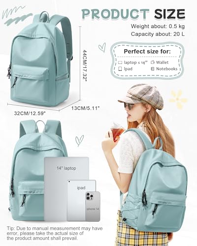 Light Blue Backpack for School, Small High School Bookbag Back Pack for Teens Girls Boys, College Backpack Book Bag for Women Men, Mini Simple Daypack Backpack Mochilas Escolares para Adolescentes - color: Light Blue