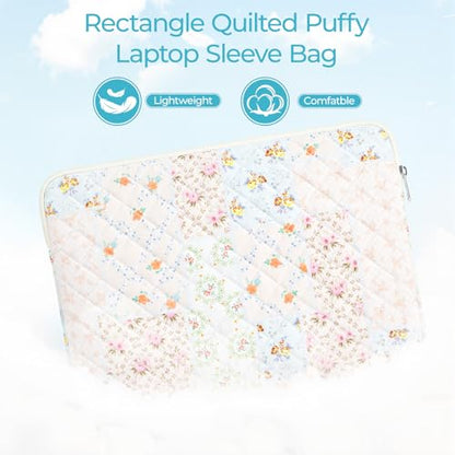 13-14 inch Cotton Quilted Laptop Sleeve for Women, Aesthetic Puffy Laptop Case Carrying Bag Compatible with MacBook Air/Pro 13/Pro 14, Soft Computer Liner Bag (Coloful Pin, 13.3 inch) - color: Coloful Pin, size: 13.3 inch