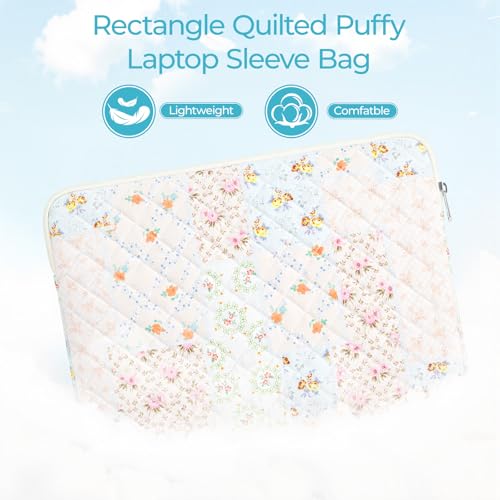 15.6 inch Cotton Quilted Laptop Sleeve for Women, Aesthetic Puffy Laptop Case Carrying Bag Compatible with MacBook 15.6, Soft Computer Liner Bag (Coloful Pin, 15.6 inch) - color: Coloful Pin, size: 15.6 inch