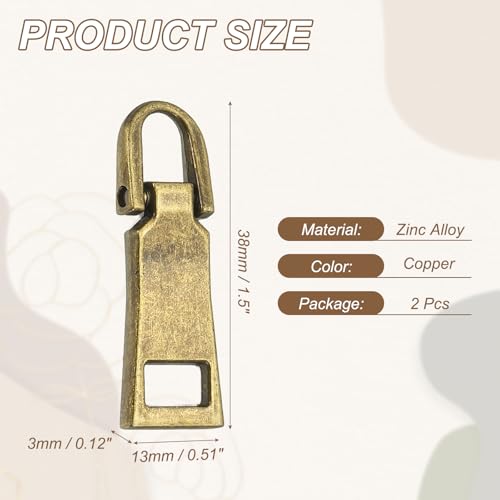 uxcell 2Pcs Zipper Pull Replacement, Detachable Metal Zipper Handle Mend Fixer Tab Repair for Luggage Suitcase Backpack Jacket Bags Boots Coat Handbags, Copper - color: Copper