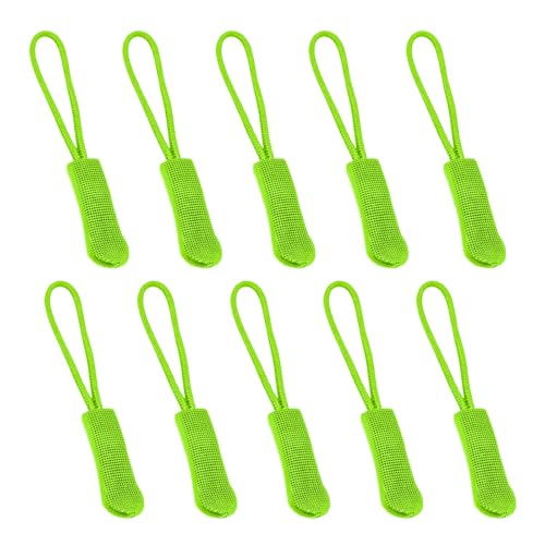 Fbshicung 10 Pcs Zipper Pull Replacemen Tab Heavy Duty Zipper Extender Cord for Bag Suitcase Jacket Luggage (Green) - color: Green