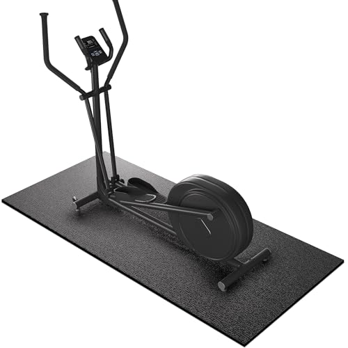 Treadmill Mat, 7'x3'/6'x3'/6'x2.5'/5.6'x2'/4'x2', 6mm Thick Exercise Equipment Gym Mat for Hardwood FloorCarpet, Compatible with Peloton Bike, Indoor Spin Bike, Elliptical - color: 76"x30"x6mm-black
