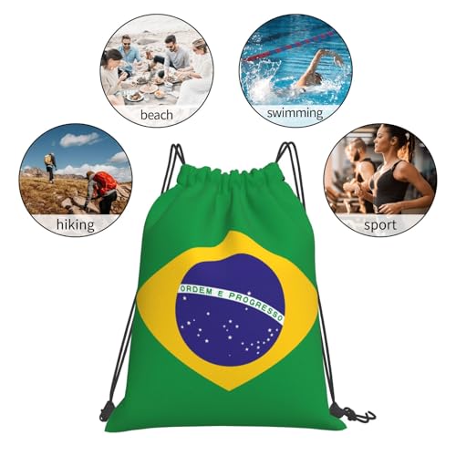 Brazil Flag Drawstring Bag Sport Gym Backpack Beach Travel Sack Draw String Yoga Bag For Men Women - color: Brazil Flag