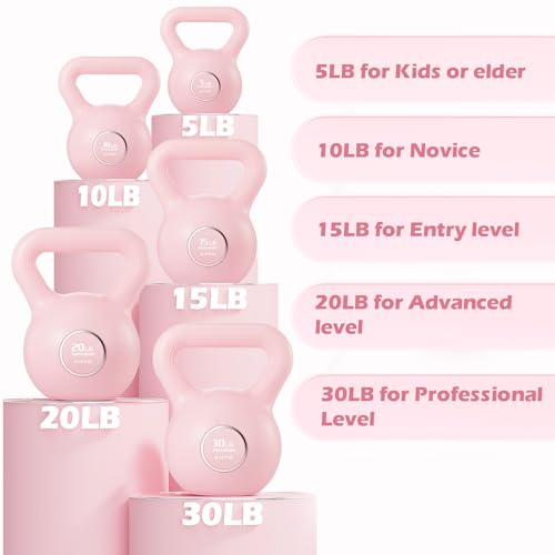 KHTO Kettlebells Fitness Exercise-Pink Strength Training Kettlebell Sets,Dumbbell Weights for Home Gym Equipment - style: 15LB