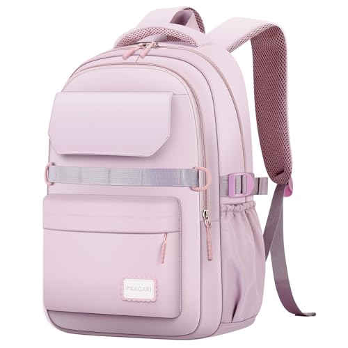 PRAGARI Kids School Backpack for Teens Girls Aesthetic Purple Backpack Lightweight College Laptop Casual Travel Bookbag - color: Purple