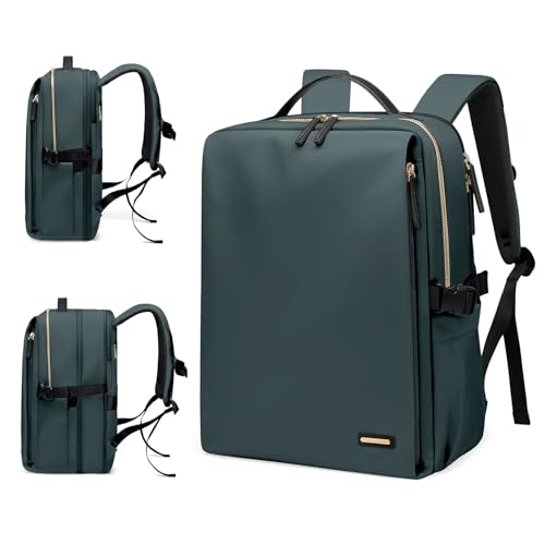 GOLF SUPAGS Stylish Laptop Backpack for Women Airline Approved Perfect for Work College and Travel Multi-Functional Casual Daypack Fits 17.3 Inch Notebook (Atrovirens) - color: Atrovirens-expandable, size: 17.3-Inch