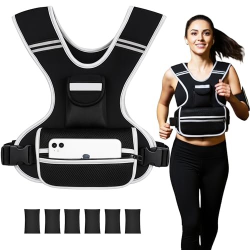 Adjustable Weighted Vest for Women and Men, 0-10lb/0-18lb with Removable Weights, Neoprene Fabric, Reflective Stripe and Padded Shoulders for Walking and At-Home Cardio - size: 2-18LB