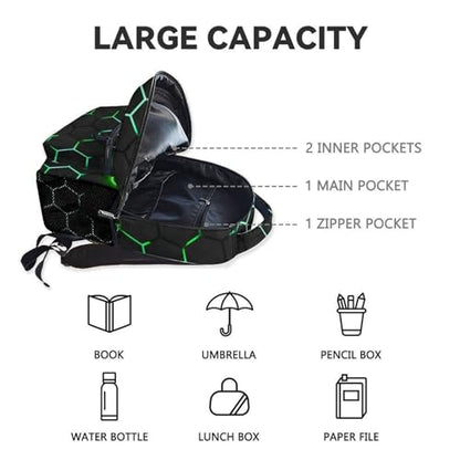 Kids Backpack for Boys - 17 Inch Gamer Backpack Gifts with Adjustable Straps, Toddler School Book Bag for Preschool Elementary - color: Green
