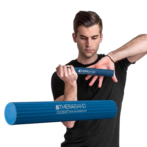 THERABAND FlexBar Resistance Bar, Heavy, Blue Flex Therapy Bar for Physical Therapy, Wrist & Forearm Exercise Equipment, Non Slip Grip, Compact Design - color: Blue - Heavy, style: Original
