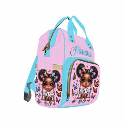 Customized Diaper Bag with Name, Personalized School Bag for Girls Butterfly Pattern, Monogram Nappy Backpack with Thermal Pockets for Adults Kids, Large Capacity Waterproof Diaper Bag, Travel Gifts - color: Color-8