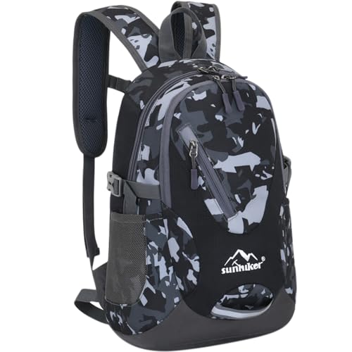sunhiker Small Hiking Backpack Women Men 20L Lightweight Travel Backpack Daypack Casual Backpack For Cycling Outdoor Camping - color: Gray Camo