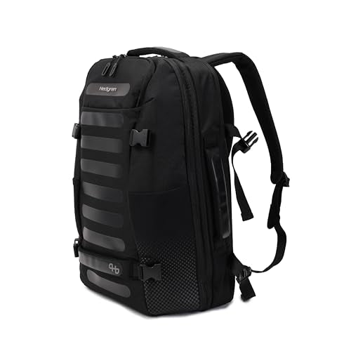 Hedgren TRIP LARGE Travel Backpack – Expandable, Water-Repellent RPET, Carry-On with RFID Protection, Laptop & Clothing Compartments, Rain Cover & Smart Sleeve - 36.2 L (Black) - color: Black