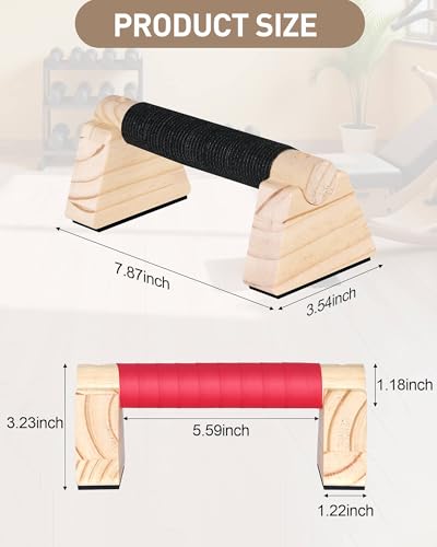 Wood Push Up Bars, Non-Slip Calisthenics Equipment for Strength Training, Solid Wood Calisthenics Bars & Parallettes Bars, Push Up Handles for Floor Exercises