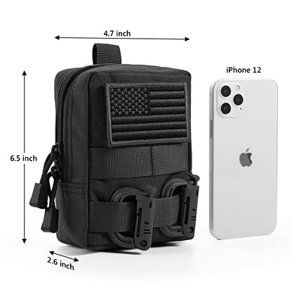 FRTKK 2 Pack Molle Pouches - Tactical Compact Water-Resistant EDC Pouch Bag Small Utility Pouch - color: 2 Pack-Black