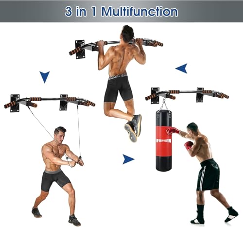 Wall Mounted Pull Up Bar Adjustable Height Heavy Duty Mounted Pull Up Bar Strength Training Equipment for for Indoor Home Gym Workout, Equipment Fitness Stand Supports to 440 Lbs