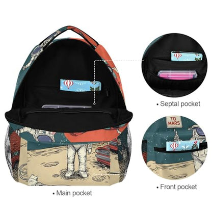 ALAZA Pop Art Retro Astronaut Space Cartoon Large Backpack Personalized Laptop iPad Tablet Travel School Bag with Multiple Pockets for Men Women College - color: Astronaut