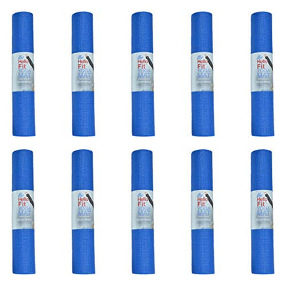 10-Pack Yoga Mat, 68" x 24" Non Slip Exercise Mat, 4mm Thick Gym Mat for Fitness and Stretching, Bulk Non Toxic Yoga Mats for Schools and Studios - color: Blue
