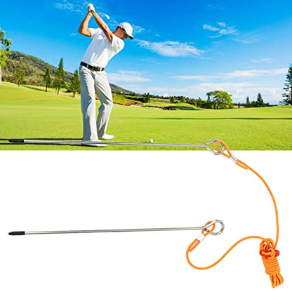 Golf Alignment Stick Swing Trainer Aid, Golf Training Aid Equipment, Telescopic Elastic String 2.5M - 5M, Metal Posture Corrector for Putting and Swing Practice with