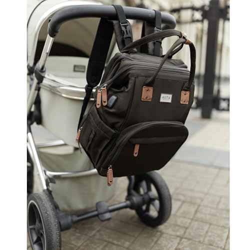 Diaper Bag Backpack, Multifunction Diaper Bag with Changing Station, Stylish Baby Bags, Large Unisex Diaper Backpack for Mom and Dad, Baby Registry Search, Portable Changing Pad – Black Brown - color: Black Brown