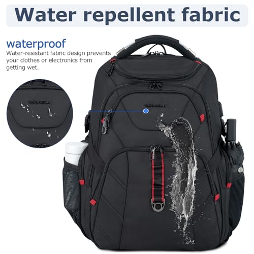 VANKEAN 17.3'' Travel Laptop Backpack TSA Friendly, Water Resistant Anti Theft Extra Large College Backpacks with RFID Pockets, USB Port for Men Women Business Work Bag, Black - style: Classic