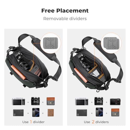K&F CONCEPT Camera Sling Bag Crossbody Bag Waterproof Camera Shoulder Backpack DSLR/SLR/Mirrorless Camera Case - color: 15 Deep Green Small