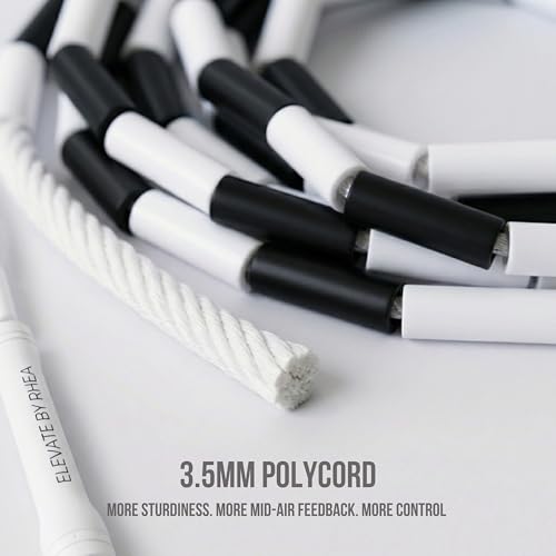 Pro-Grade Beaded Jump Rope for Beginners - color: Black/White