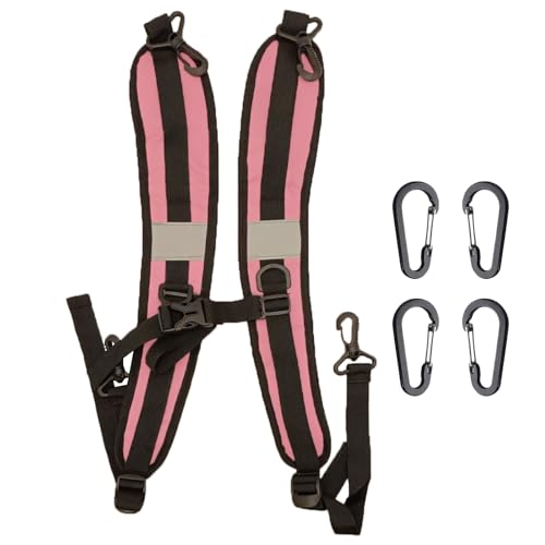 PAASTAl Backpack Straps,Relacement Adjustable Padded Shoulder Straps for Bag, with Metal/Plastic Clips. - color: Pink Plastic