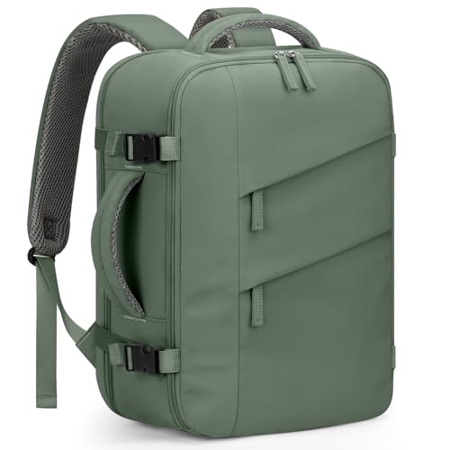 Capolo Travel Backpack for Women Men Flight Approved Laptop Backpack Waterproof Carry On Backpack Overnight Weekender Travel Bag for Traveling, Business, Work Fits 17.3'' Laptop(Green,Large) - color: Green, size: Large