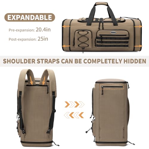 BOSSTIN Gym Bag for Men & Women, 45L-50L Expandable Sports Duffle Bag - color: Khaki Checkered