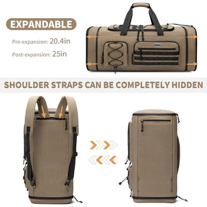 BOSSTIN Gym Bag for Men & Women, 45L-50L Expandable Sports Duffle Bag - color: Khaki Checkered
