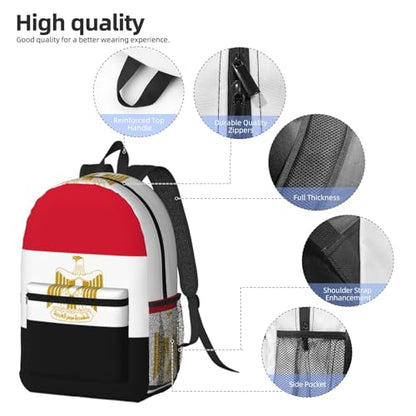 MZERSE Lightweight Carry On Backpack Egyptian Flag, Multi Pocket Travel Daypack, Casual Bag for Weekend Trips and Beach - color: Pattern (1113)